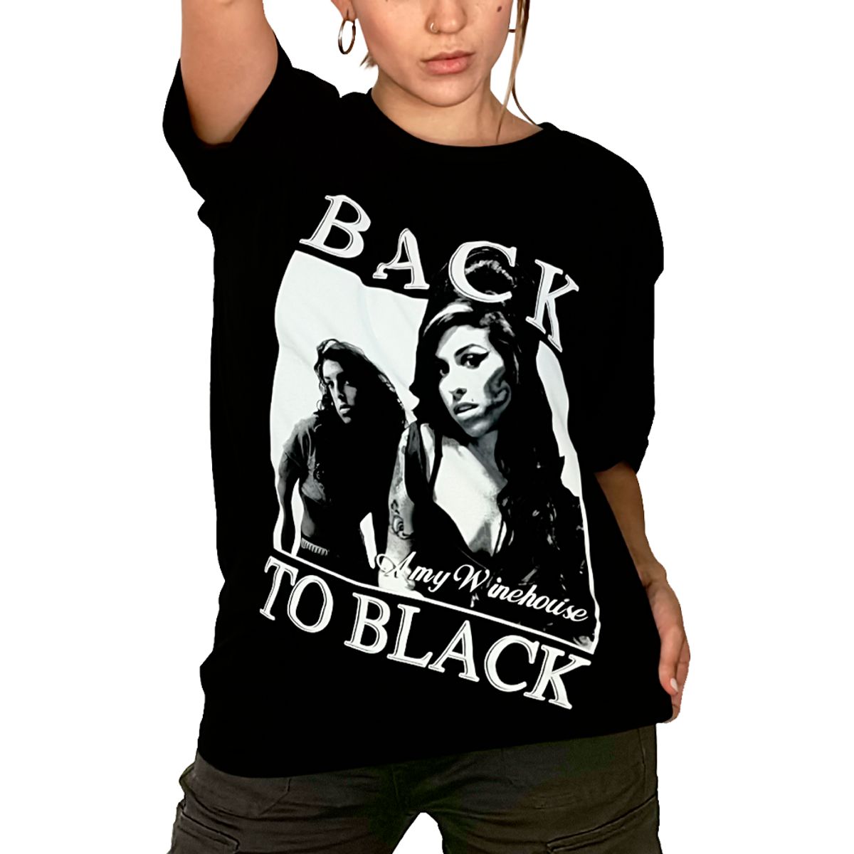 ROCK OFF OFFICIALLY LICENSED PRODUCTS - Polera original unisex de Amy Winehouse con diseño de Back to Black