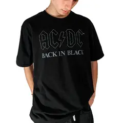 ROCK OFF OFFICIALLY LICENSED PRODUCTS - Polera original unisex de ACDC con diseño de Black in Black.-