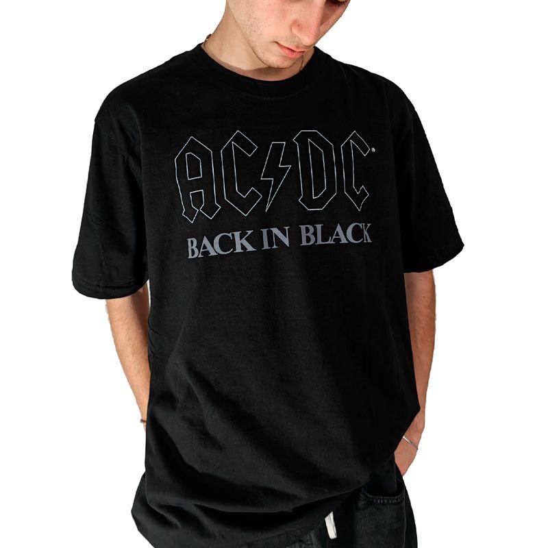 ROCK OFF OFFICIALLY LICENSED PRODUCTS - Polera original unisex de ACDC con diseño de Black in Black.-