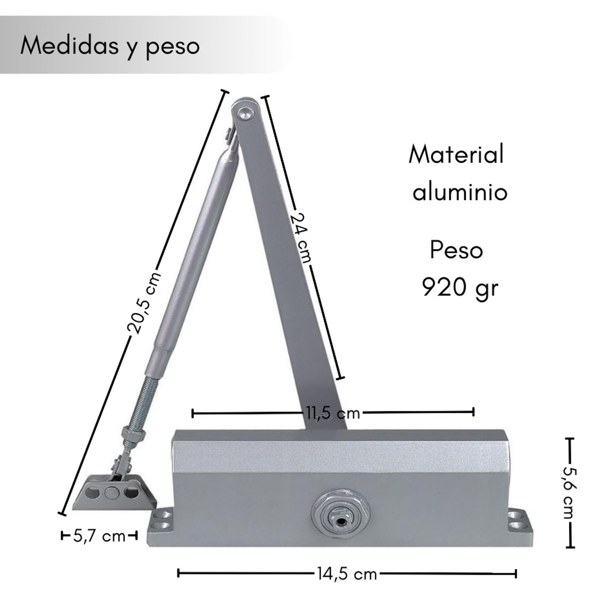 GENERICO - Brazo Hidráulico Puerta Cierra Puertas 15kg-45kg Automatico