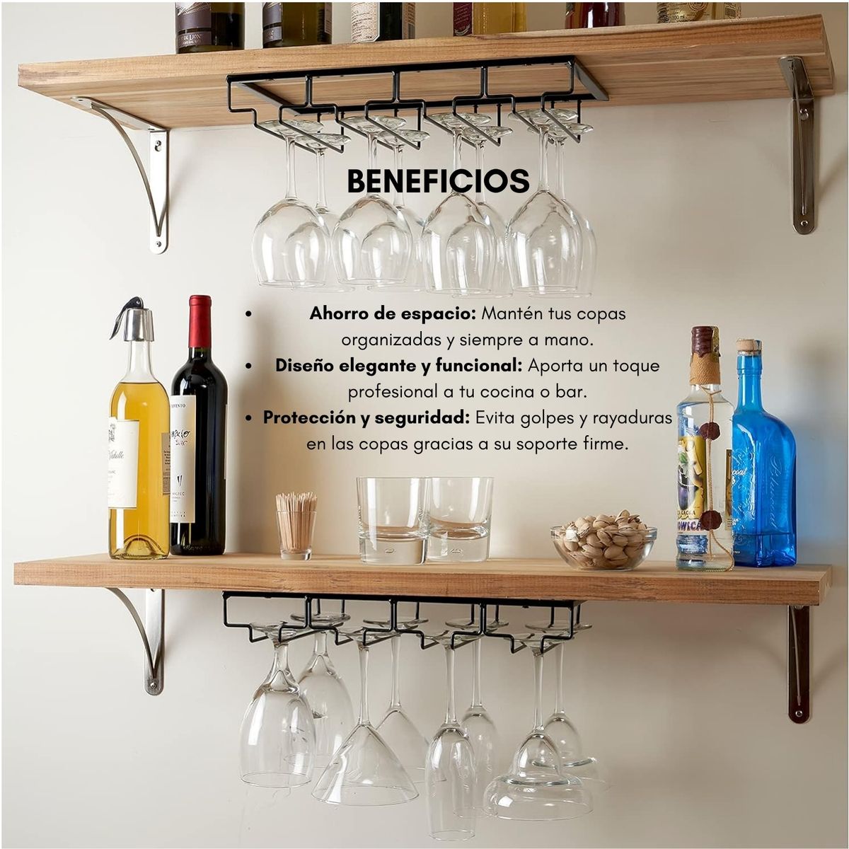 GENERICO - Estante Porta Copas De Vino Gabinete Repisa Bar 12 Copas