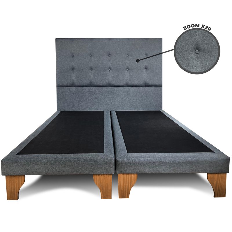GENERICO - Base Cama Europea 2 Plazas 150X200 cm + Respaldo Botones Gris