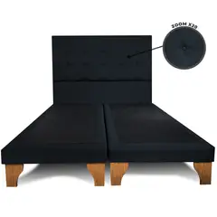 GENERICO - Base Cama Europea 2 Plazas 150X200 cm + Respaldo Botones Negro