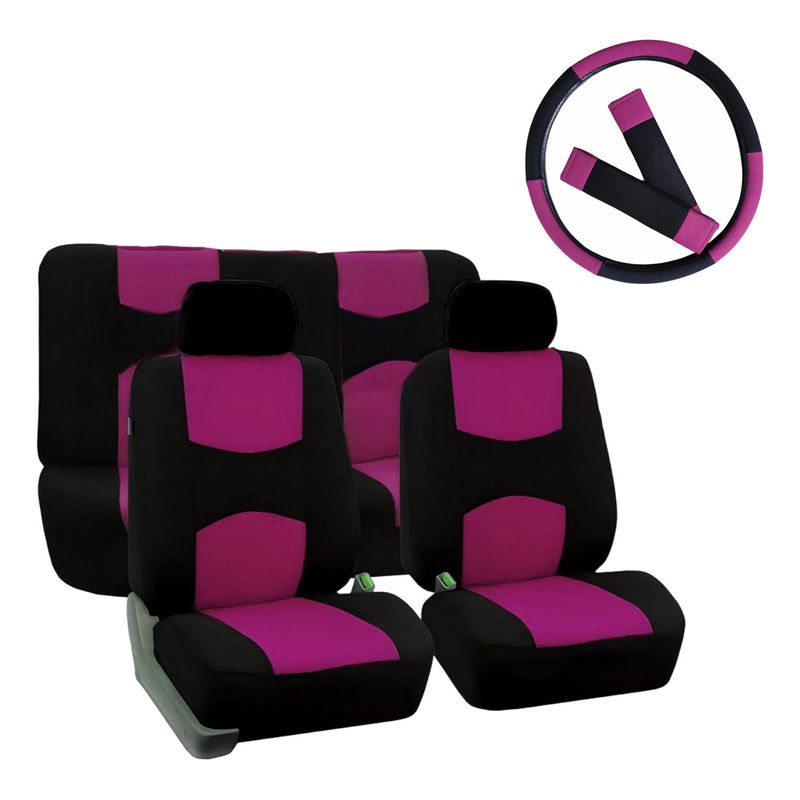 GENERICO - Set 11pcs Cubre Asiento Volante Almohadilla Cinturon Rosa