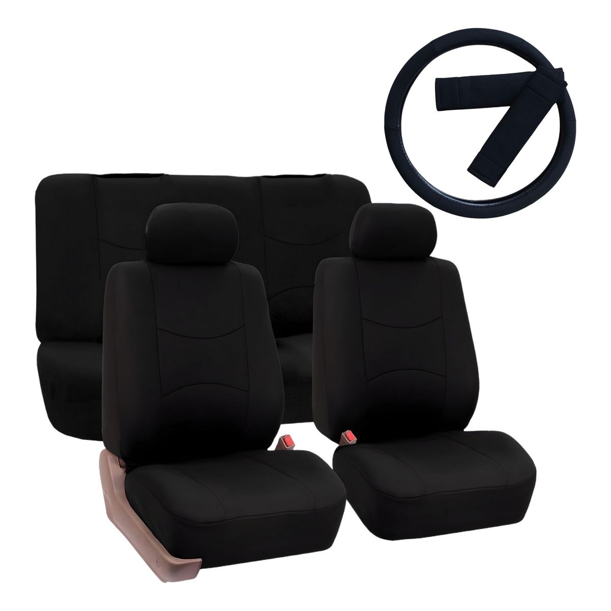 GENERICO - Set 11pcs Cubre Asiento Volante Almohadillas Cinturon Negro