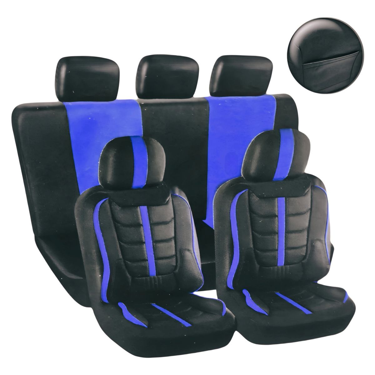 GENERICO - Set Cubre Asiento 11pcs 100% EcoCuero Acolchado Premium 011A