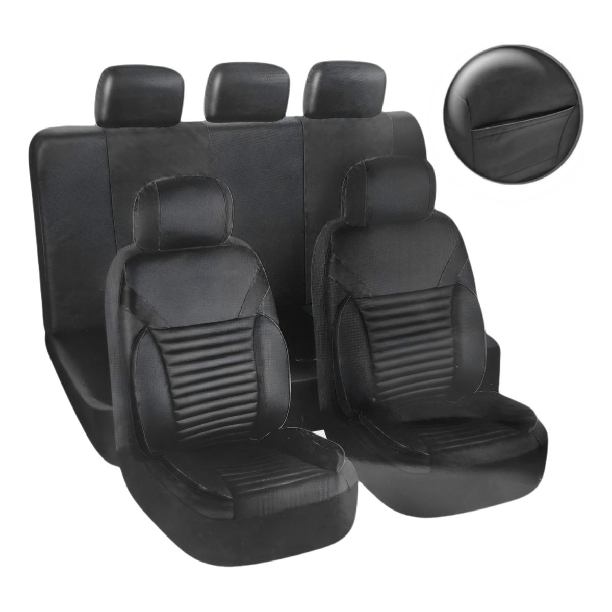 GENERICO - Set Cubre Asiento 11pcs 100% EcoCuero Acolchado Premium 005N