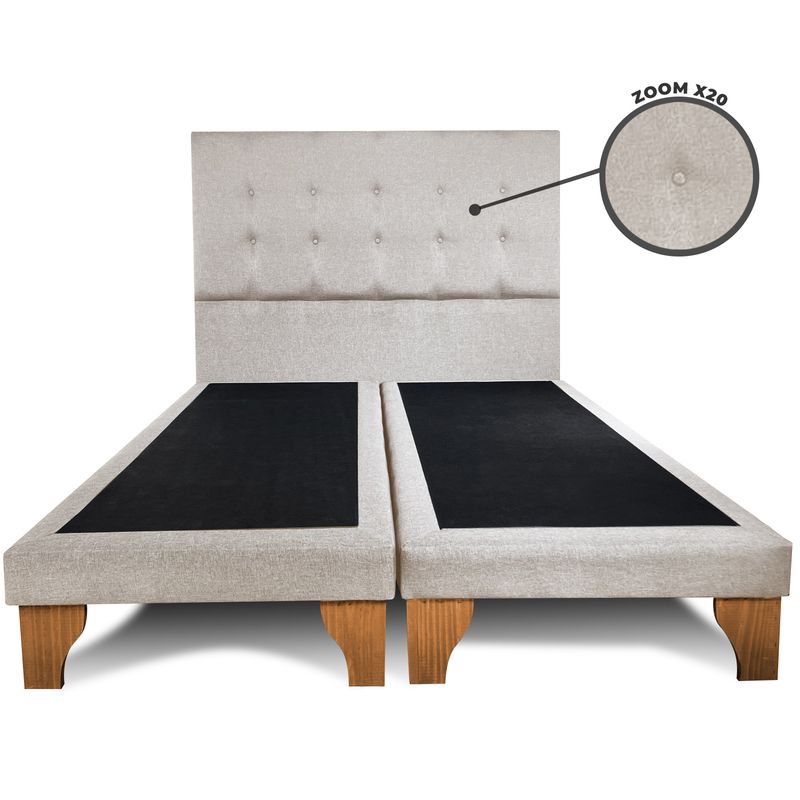 GENERICO - Base Cama Europea 2 Plazas 150X200 cm + Respaldo Botones Beige