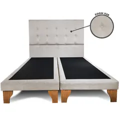 GENERICO - Base Cama Europea 2 Plazas 150X200 cm + Respaldo Botones Beige