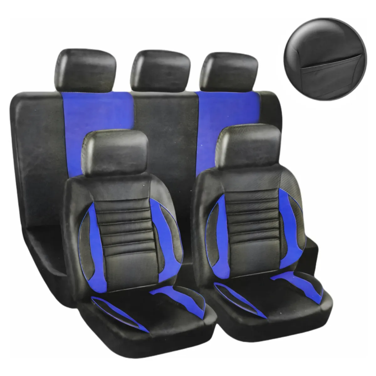 GENERICO - Set Cubre Asiento 11pcs 100% EcoCuero Acolchado Premium 703A