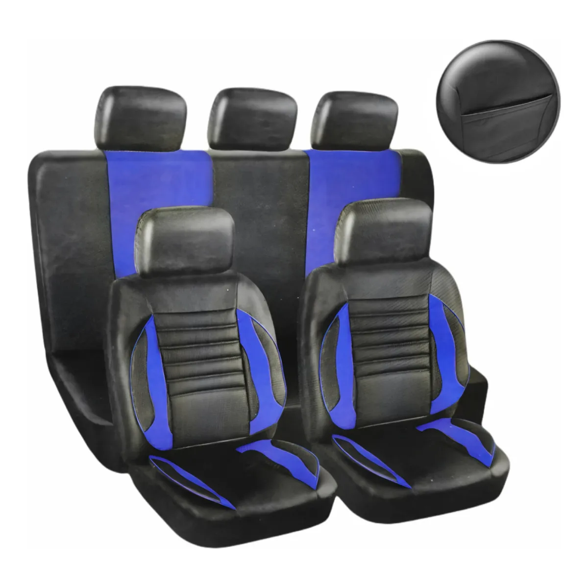 GENERICO - Set Cubre Asiento 11pcs 100% EcoCuero Acolchado Premium 703A