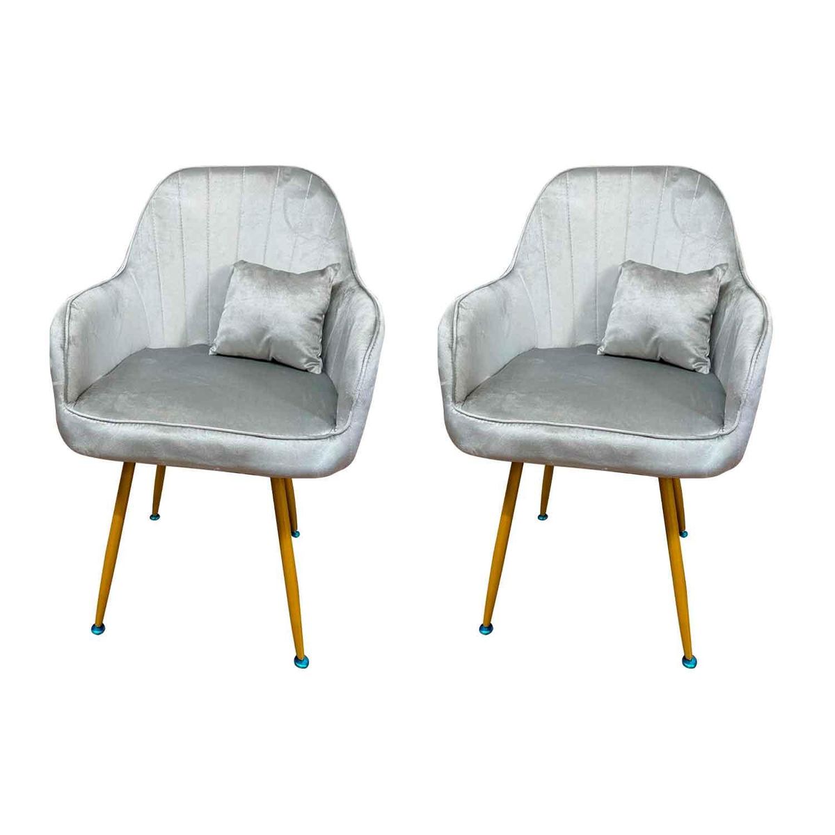 GLOBAL LATIN GROUP - Pack 2 Butaca Poltrona Sofí de Terciopelo Con Patas de Madera