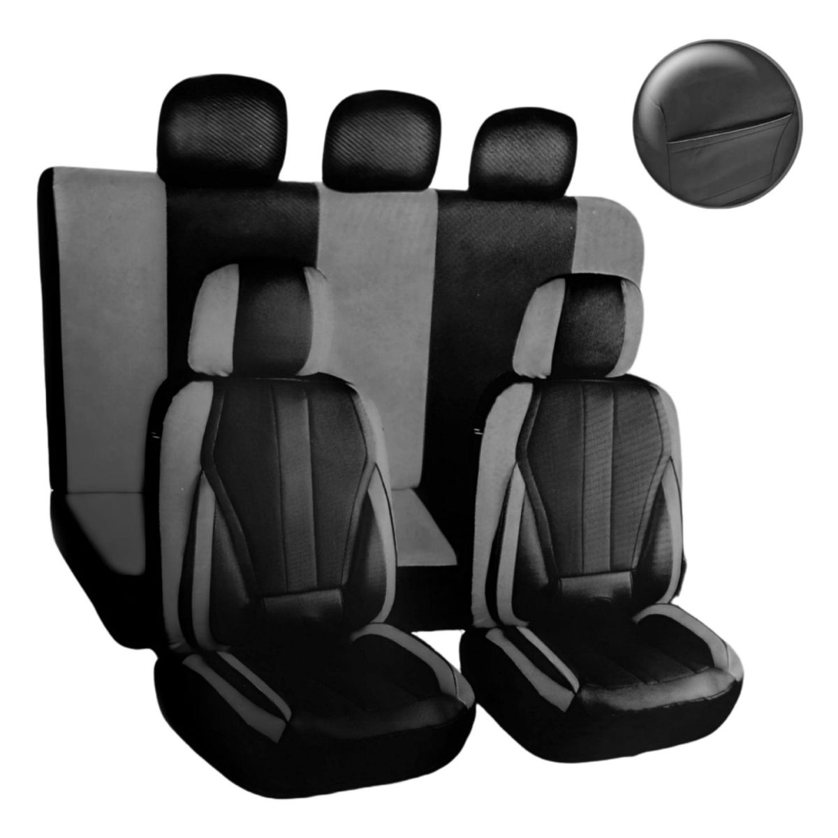 GENERICO - Set 11pcs Funda Cubre Asiento 100% Ecocuero Bolsillo 2304G