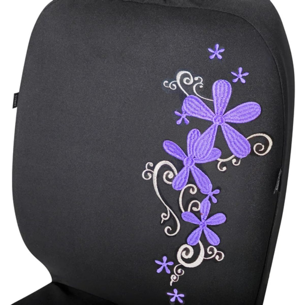 GENERICO - Funda Cubre Asiento Negro Morado Mariposa 8pcs Auto Flor
