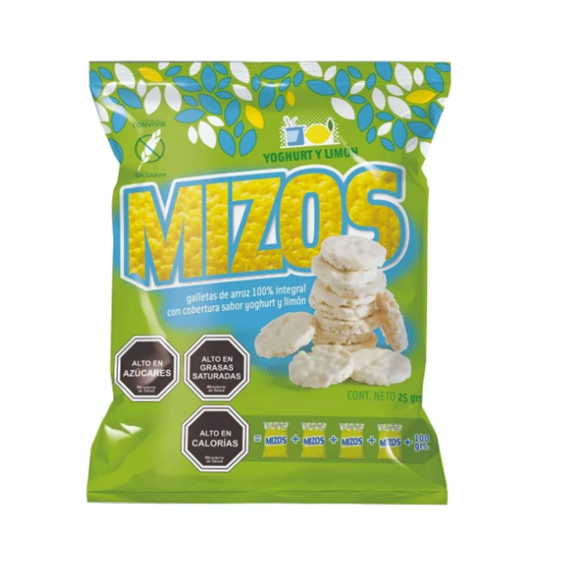 MIZOS - Galleta Arroz Integral Mizos Yogur Limon 25 Gr - 28 Un