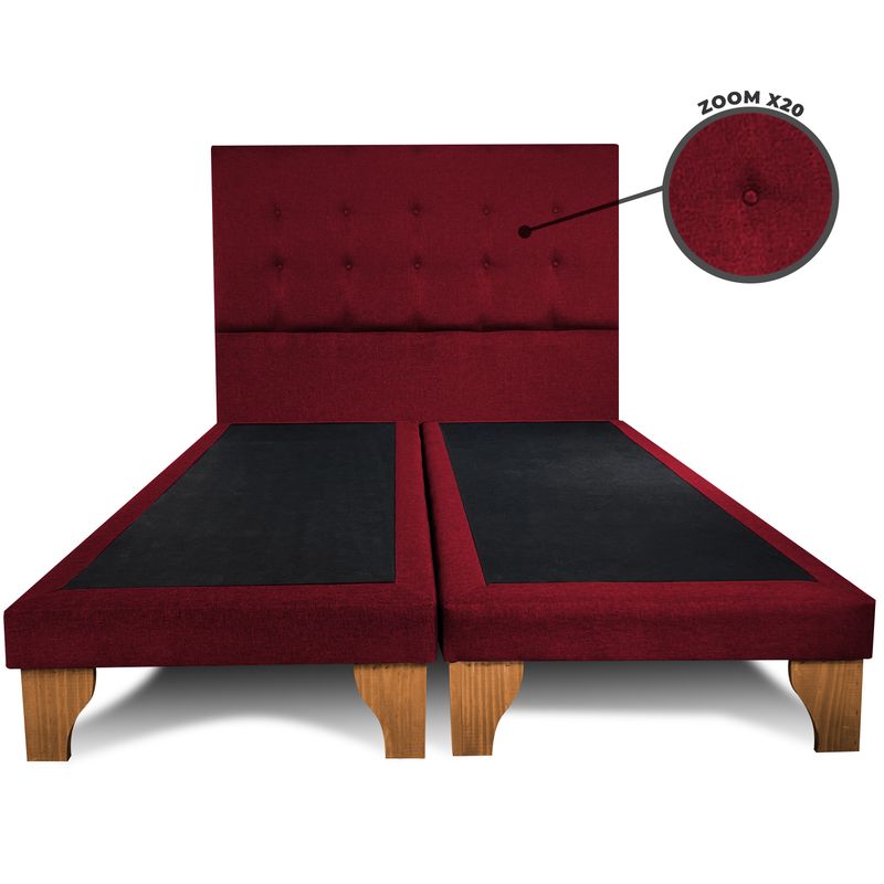 GENERICO - Base Cama Europea 2 Plazas 150X200 cm + Respaldo Botones Rojo