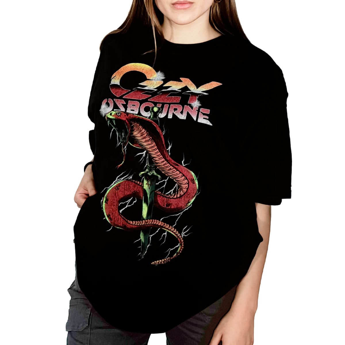 ROCK OFF OFFICIALLY LICENSED PRODUCTS - Polera unisex de Ozzy Osbourne diseño vintage serpiente