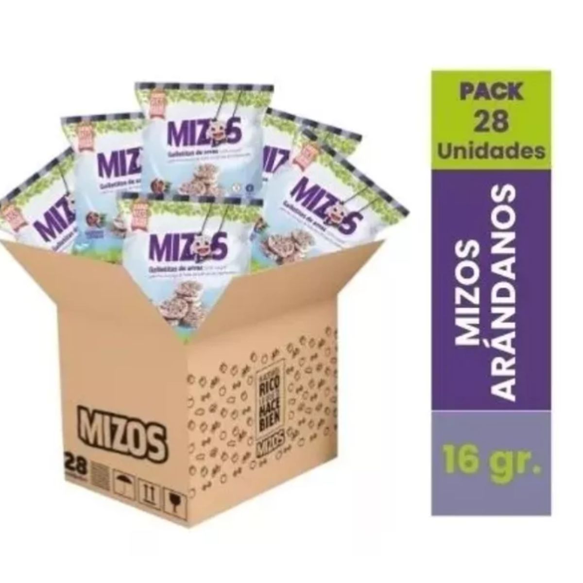 MIZOS - 28 Snacks Integral Galletas De Arroz Mizos Sabor Arandano