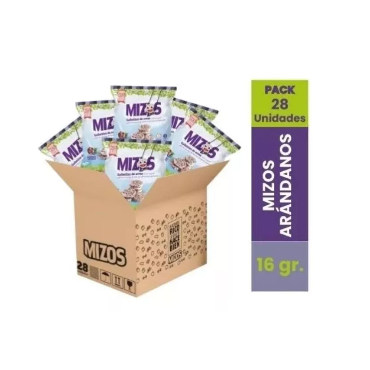 MIZOS - 28 Snacks Integral Galletas De Arroz Mizos Sabor Arandano