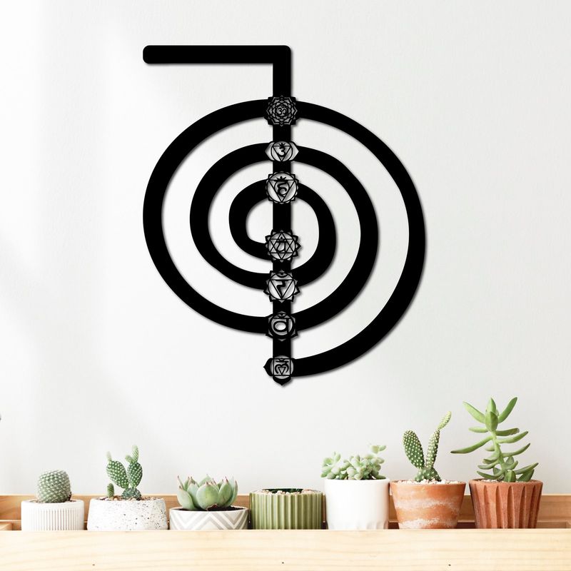 ELAB PROPIA - Cuadro Cho Ku Rei Chakras Reiki 48x40cm - Madera Fun Republic
