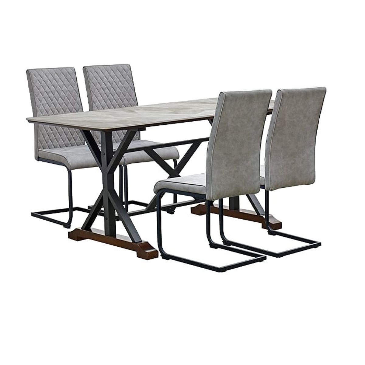 MSA MUEBLES SANTA ANA - Juego De Comedor 4 Sillas Stone Grey