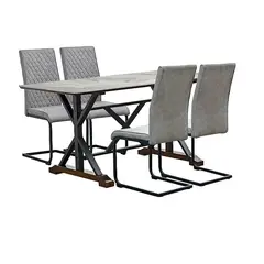 MSA MUEBLES SANTA ANA - Juego De Comedor 4 Sillas Stone Grey