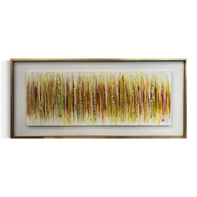 Imagen 2 del producto CUADRO PINTADO A MANO ABSTRACTO DORADO ENMARCADO 146X66 CMS