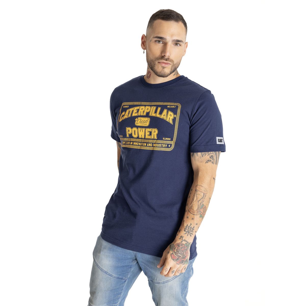 CAT - Polera Manga Corta Hombre Caterpillar PowerAzul CAT