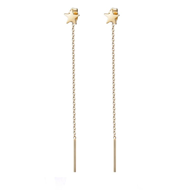 VANE COLLECTION - Aros largos mujer livianos estrella acero baño de oro