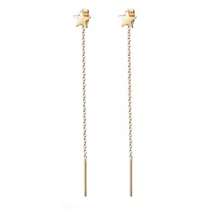 VANE COLLECTION - Aros largos mujer livianos estrella acero baño de oro