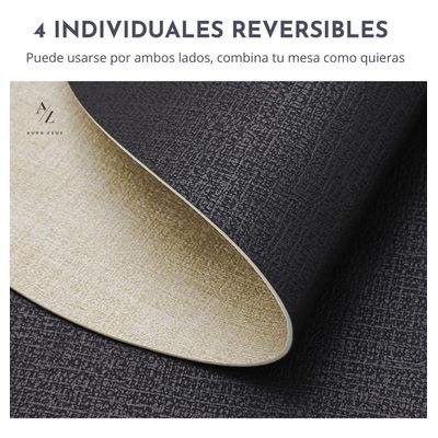 Imagen 2 del producto Set 4 Individuales Ecocuero Impermeables Antimanchas Reversibles AZ