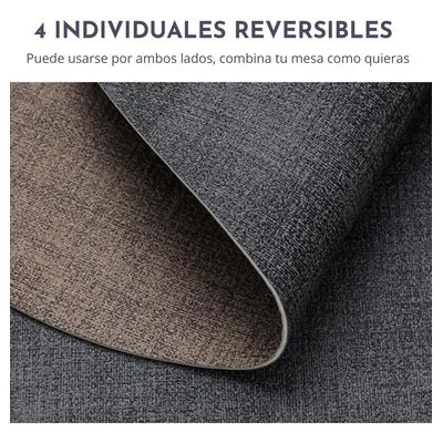 Imagen 2 del producto Set 4 Individuales Ecocuero Impermeables Antimanchas Reversibles Az