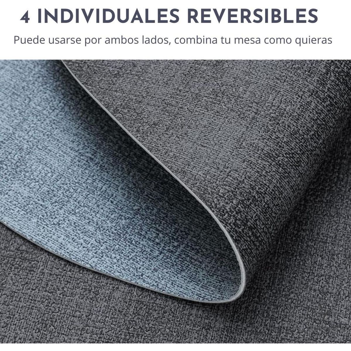 AZ AURAZEUS - Set 4 Individuales Ecocuero Impermeables Antimanchas Reversibles AZ