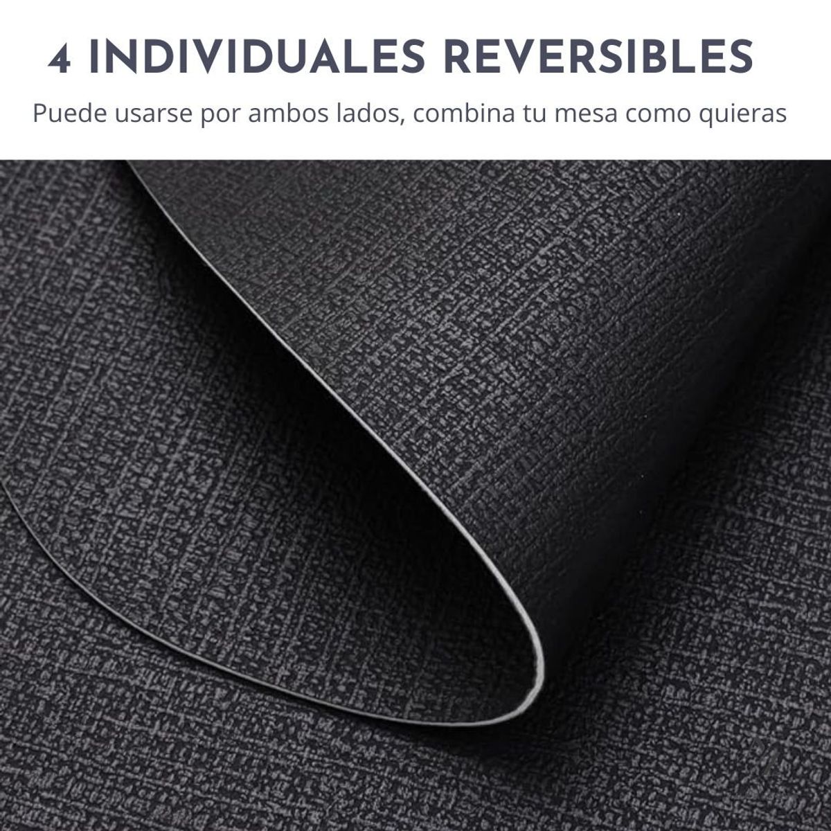 AZ AURAZEUS - Set 4 Individuales Ecocuero Impermeables Antimanchas Reversibles AZ