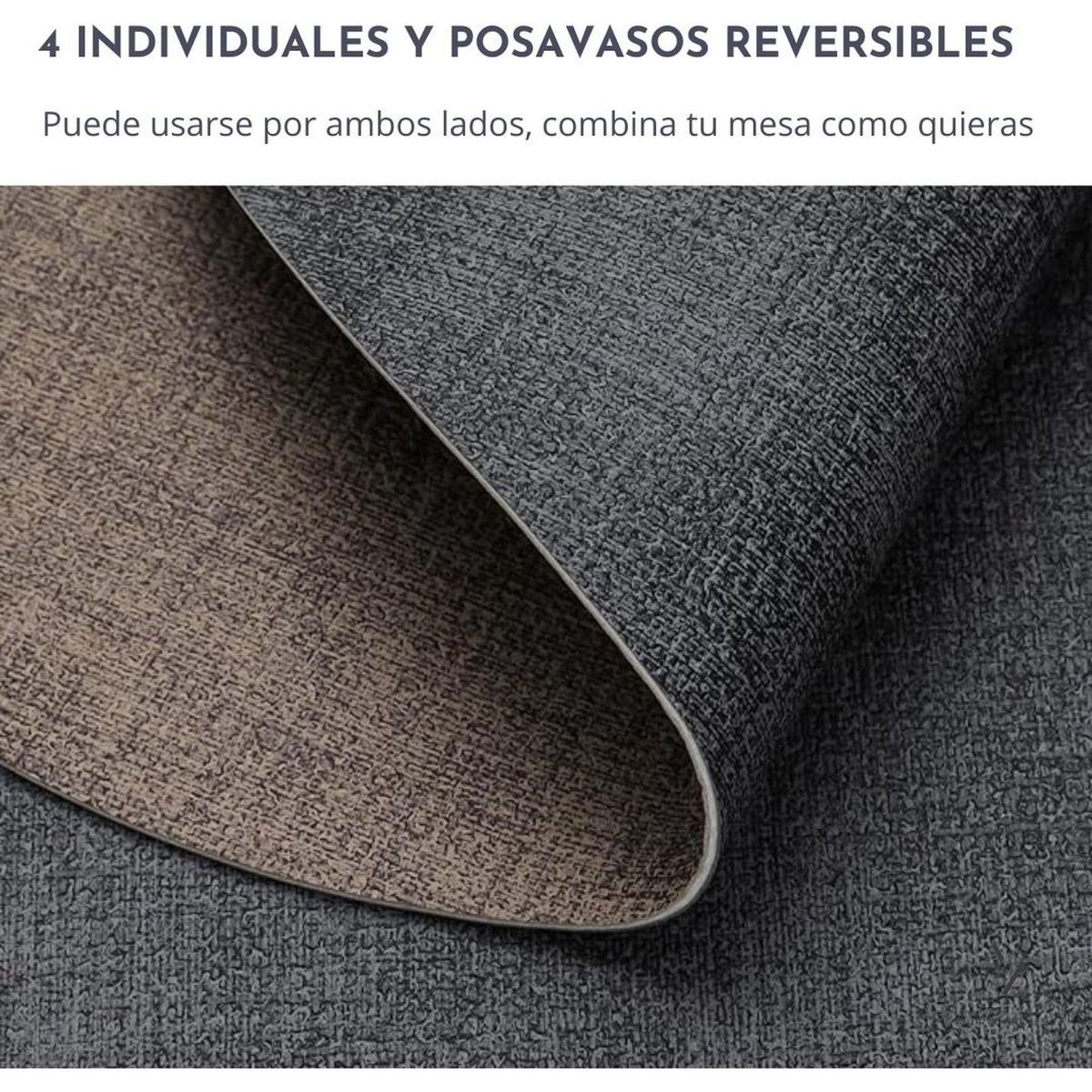 AZ AURAZEUS - Set 4 Individuales + 4 Posavasos Impermeables Antimanchas 2 en 1 Az