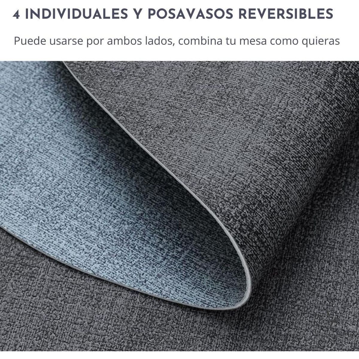 AZ AURAZEUS - Set 4 Individuales + 4 Posavasos Impermeables Antimanchas 2 en 1 Az