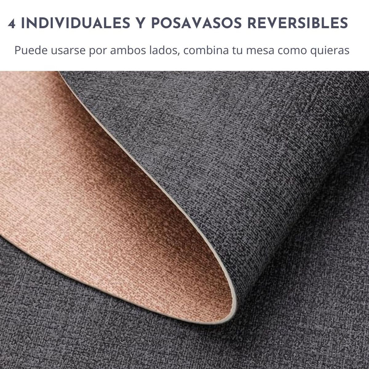 AZ AURAZEUS - Set 4 Individuales + 4 Posavasos Impermeables Antimanchas 2 en 1 Az