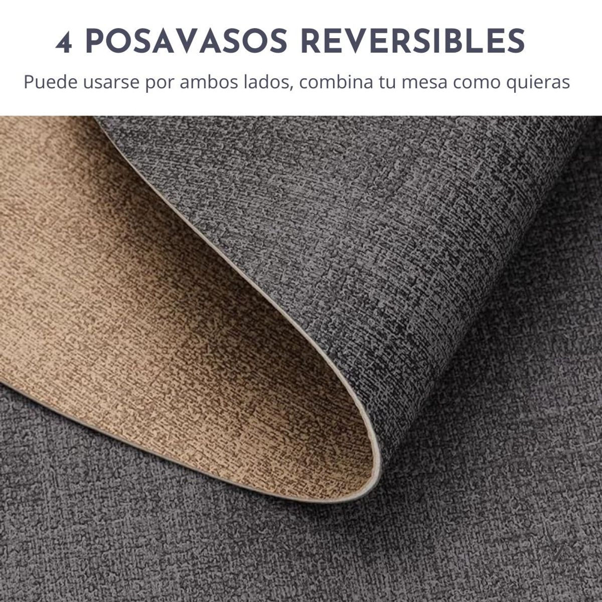 AZ AURAZEUS - Set 4 Posavasos Ecocuero Antimanchas Impermeables 2 en 1 AZ