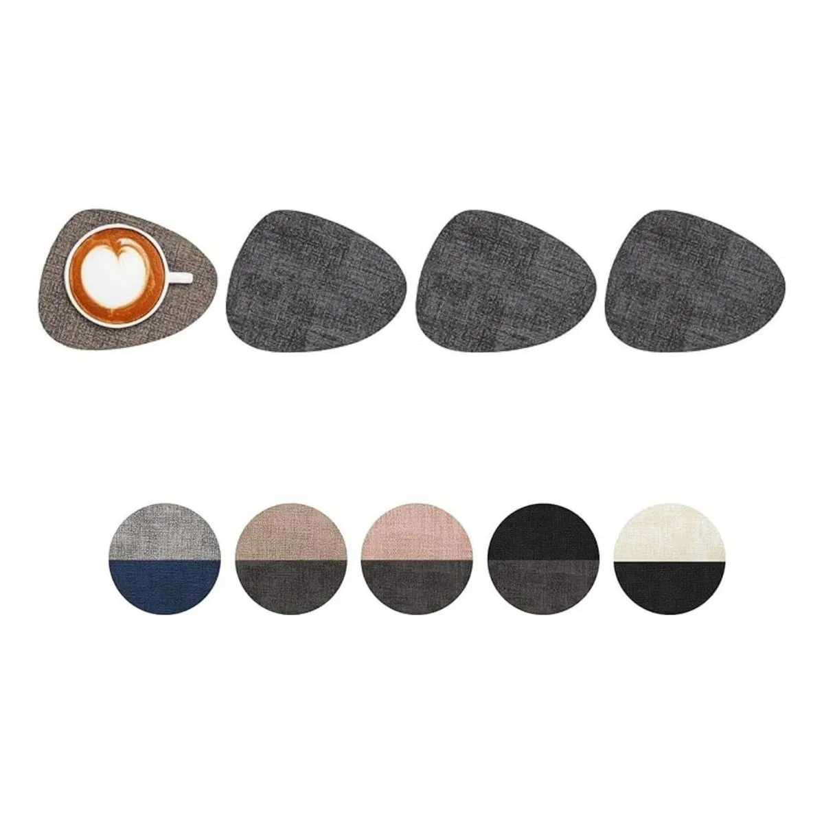 AZ AURAZEUS - Set 4 Posavasos Ecocuero Antimanchas Impermeables 2 en 1 AZ