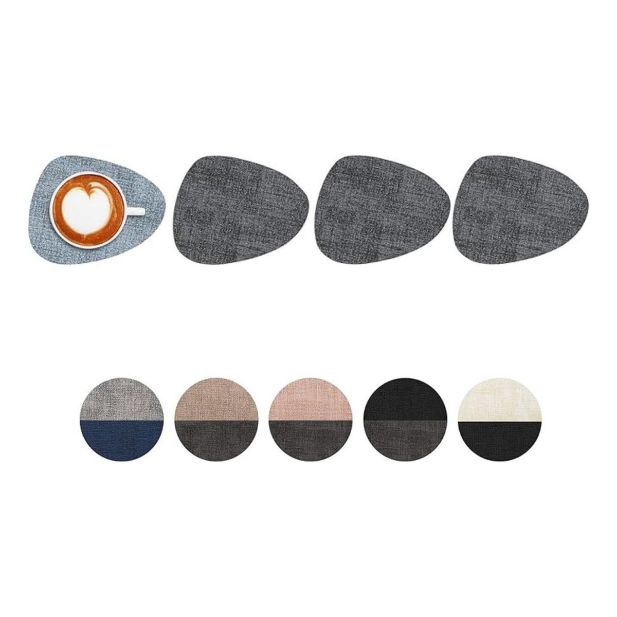 AZ AURAZEUS - Set 4 Posavasos Ecocuero Antimanchas Impermeables 2 en 1 AZ