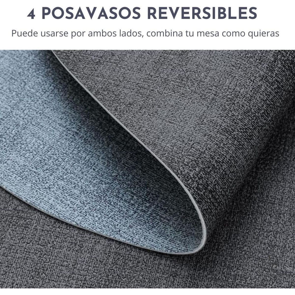 AZ AURAZEUS - Set 4 Posavasos Ecocuero Antimanchas Impermeables 2 en 1 AZ