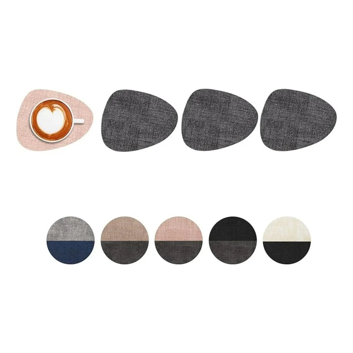 AZ AURAZEUS - Set 4 Posavasos Ecocuero Antimanchas Impermeables 2 en 1 AZ