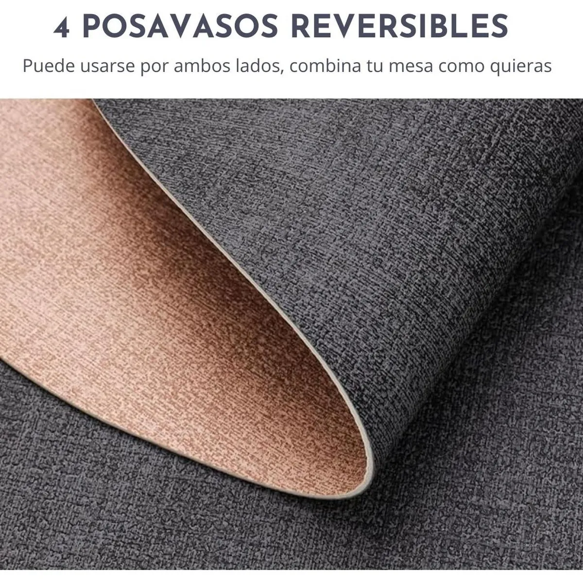 AZ AURAZEUS - Set 4 Posavasos Ecocuero Antimanchas Impermeables 2 en 1 AZ