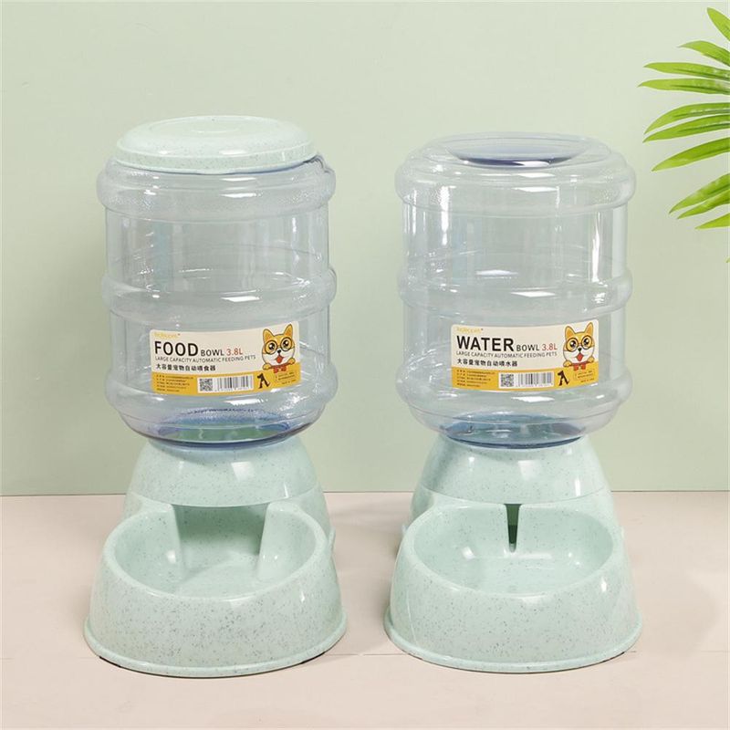 GENERICO - Pack Dispensadore de Agua y Comida para Mascotas VERDE