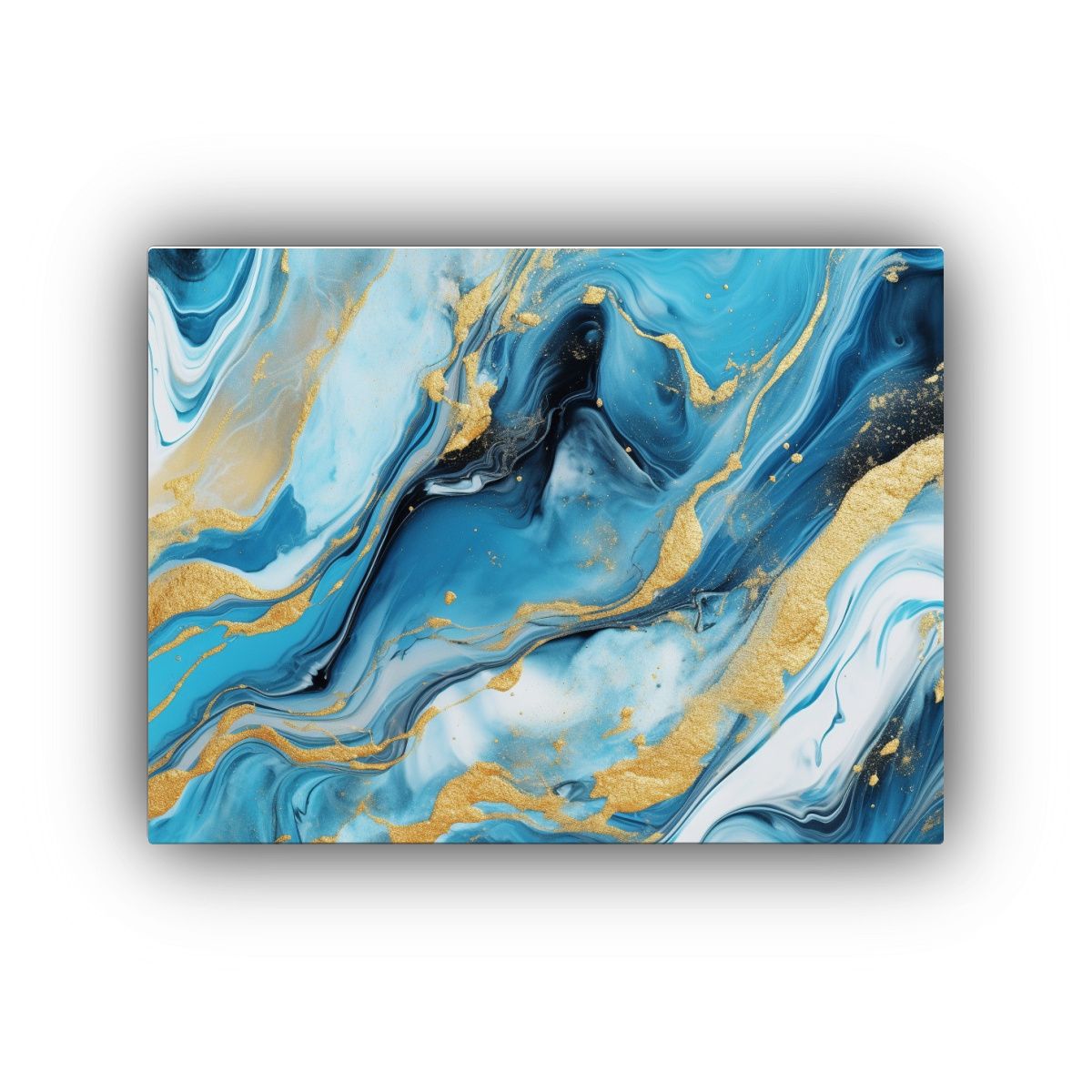 GENERICO - Pinturas Decorativas En Mármol Azul Y Dorado Con Líneas Do 120x80cm