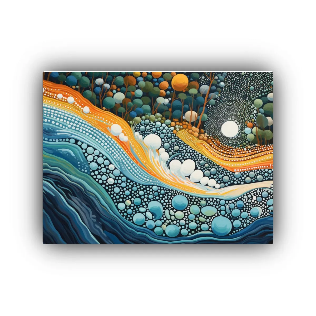 GENERICO - Pintura Decorativa Rápidos En Estilo Aborigen 120x80cm