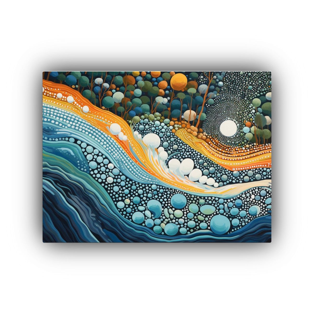 GENERICO - Pintura Decorativa Rápidos En Estilo Aborigen 120x80cm