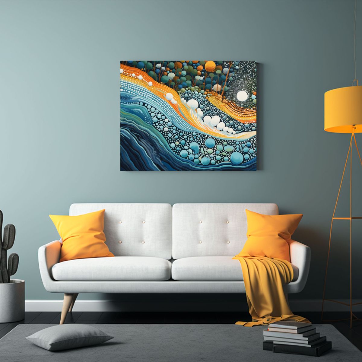 GENERICO - Pintura Decorativa Rápidos En Estilo Aborigen 120x80cm