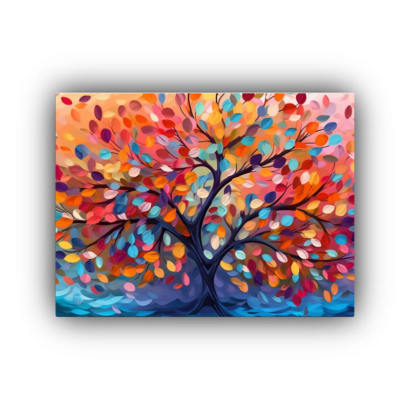 GENERICO - Cuadro De árbol Colorido Con Hojas En Ramas Colgantes Para  120x80cm