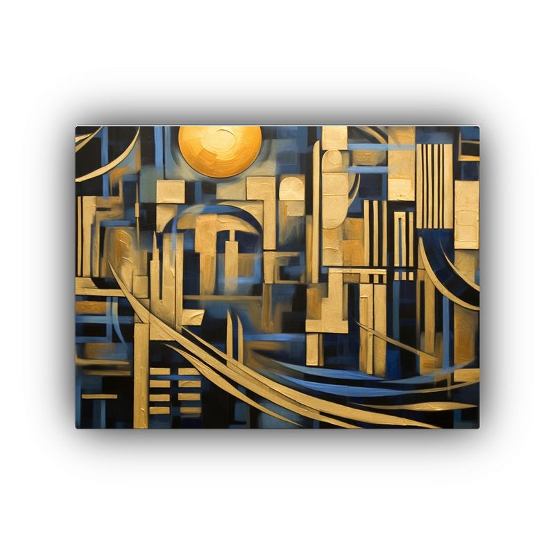 GENERICO - Lienzo Decorativo Clásico Abstracto Dorado Negro Azul Arte  120x80cm